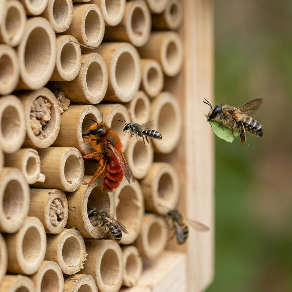 BIENENHOTEL - Hellbraun, Holz/Textil (21.5/17/20.5cm) - Relaxdays