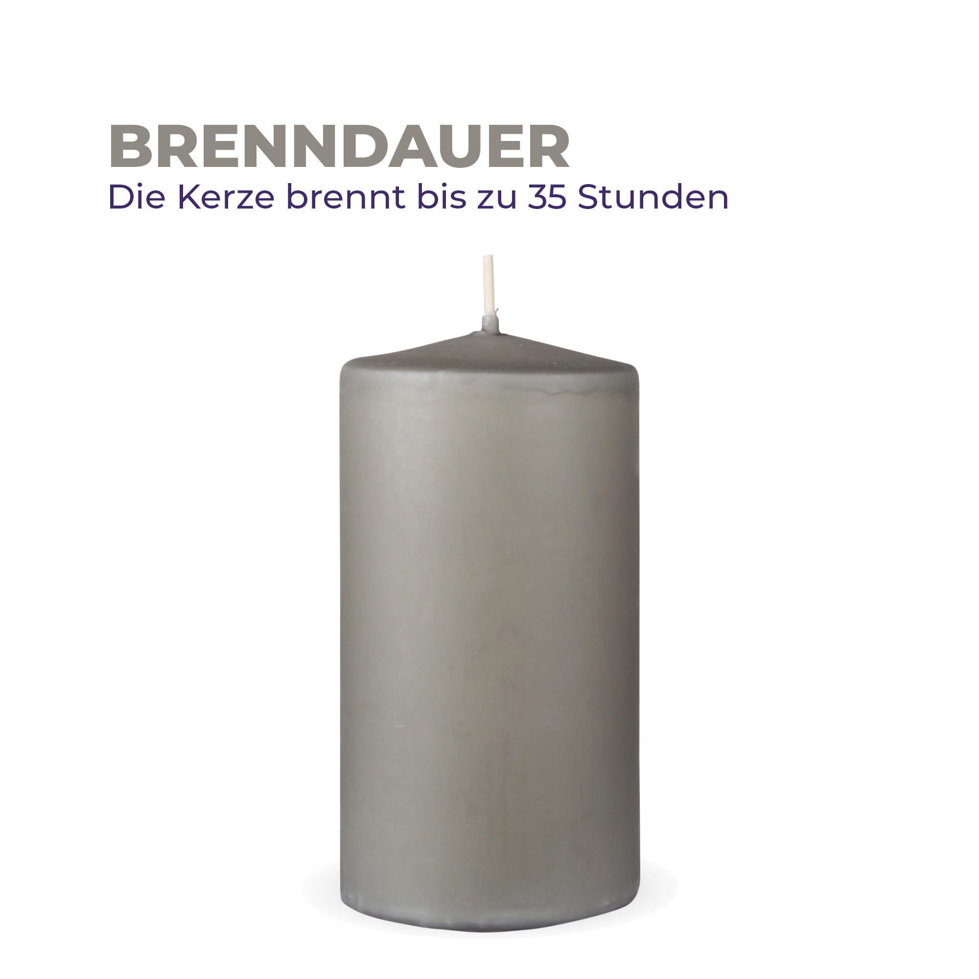 STUMPENKERZEN "Hellgrau", Größe Ø7cm x Höhe: 12 cm - Hellgrau, Naturmaterialien (7/12cm) - HS Candle