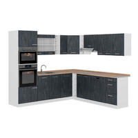 ECKKÜCHE R-Line, Schwarz Beton/Weiß, 247 x 237 cm AP Eiche - Schwarz/Weiß, Holzwerkstoff (247/206.8/60cm) - Vicco