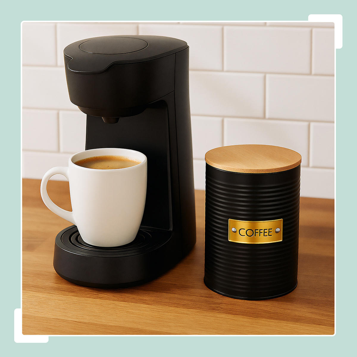 KAFFEEDOSE 2er Set - Schwarz, Holz/Kunststoff (11/16cm) - Relaxdays