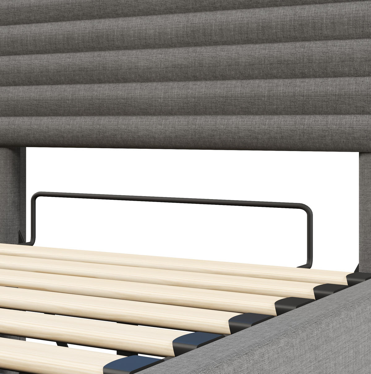POLSTERBETT 90/200 cm aus Leinen mit LED-Beleuchtung und USB-Typ-C-Ladefunktion Grau - Flieder, Textil (90/190cm) - Modenvie