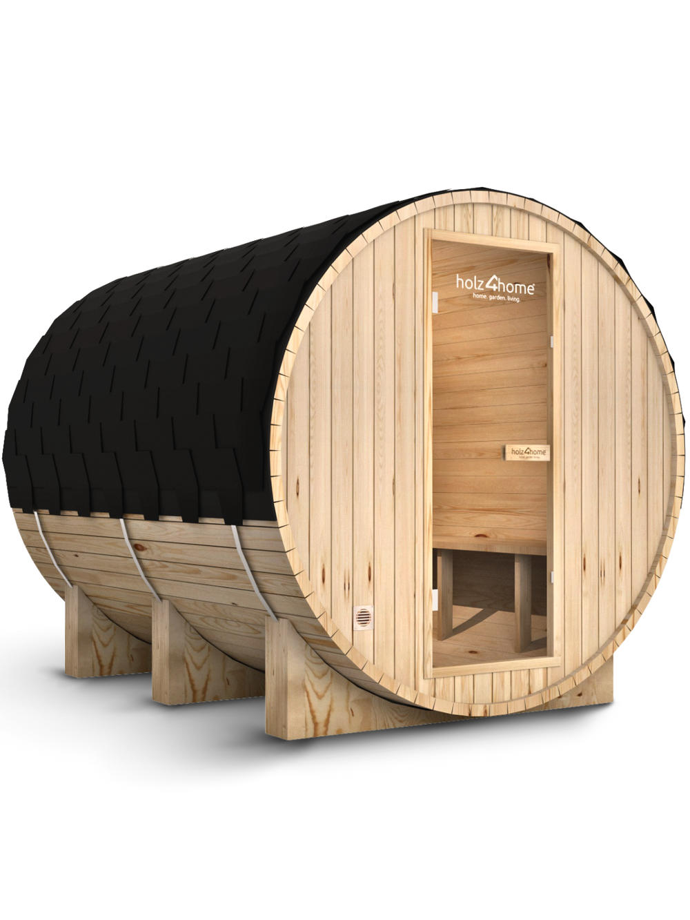 FASSAUNA L Outdoorsauna für 6 Personen inkl. 8 kW Elektroofen - Naturfarben, Holz (180/190/240cm) - holz4home