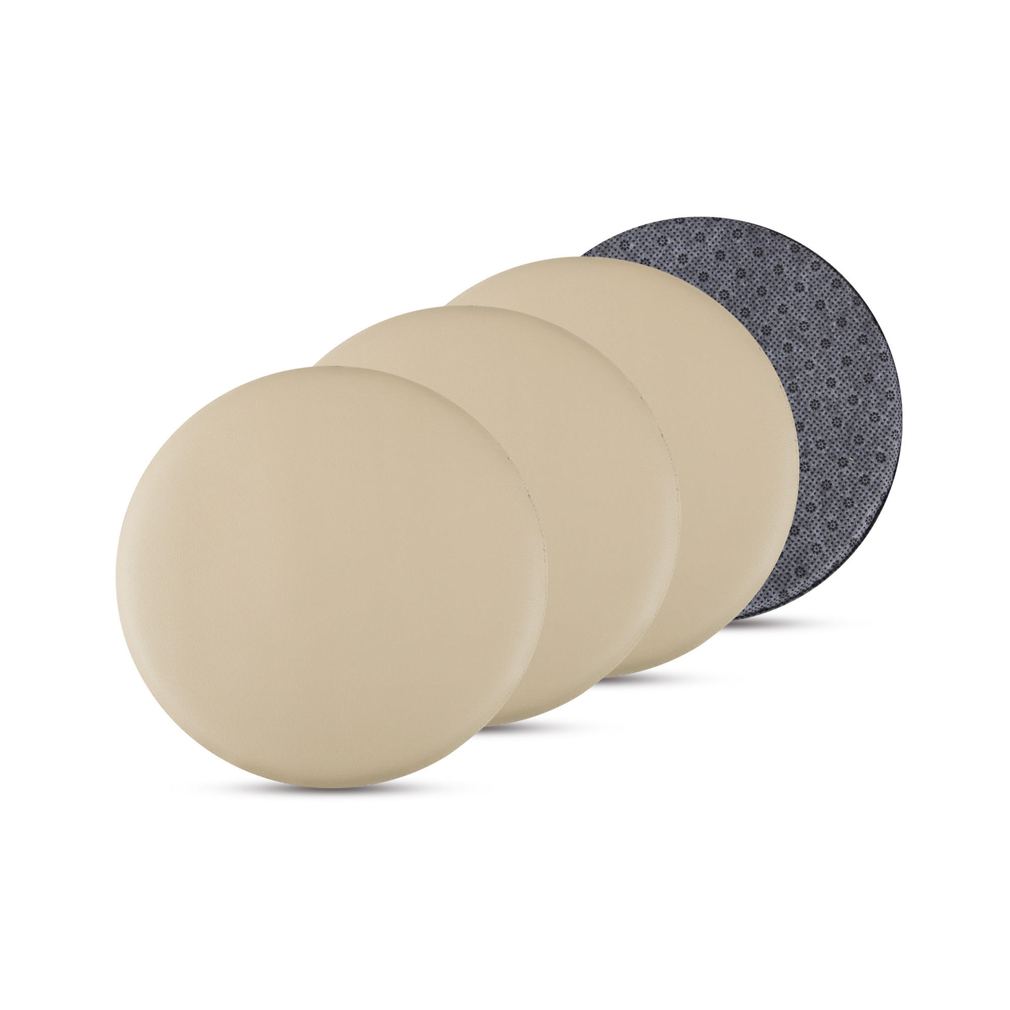 STUHLKISSEN 4er Pack ⌀ 38cm taupe Lederimitat mit Antirutsch - Taupe, Textil (38/38/1cm) - Bestlivings