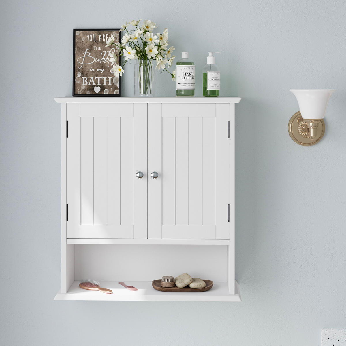 BADEZIMMERSCHRANK zur Wandmontage 54,6 x 19,8 x 59,9 cm Weiß - Weiß, Holzwerkstoff (19.8/59.9/54.6cm) - Beauniv