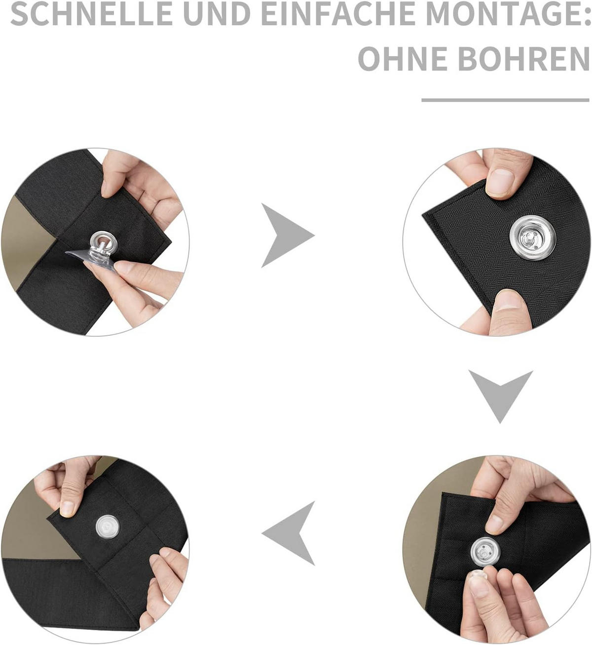 ROLLO für Fenster ohne Bohren 76 x 93 cm Schwarz - Schwarz, Kunststoff (76/93cm) - Woltu