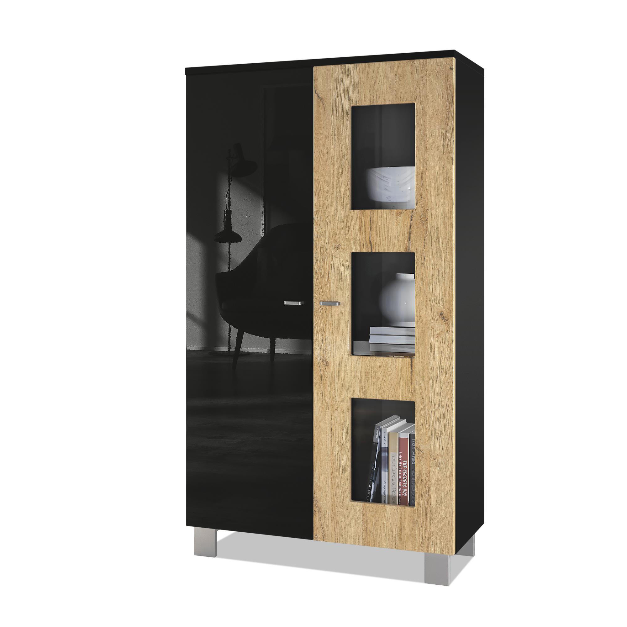 VITRINE Denjo Tür in Eiche Natur - Eichefarben, Holzwerkstoff (71/129/35cm) - Vladon