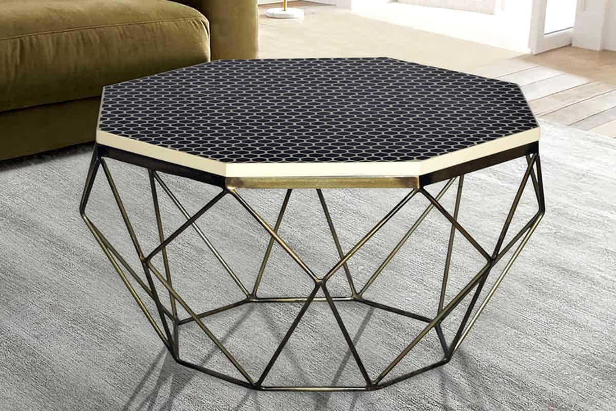 COUCHTISCH DIAMOND Eisen rechteckig Schwarz|Weiß 69cm - Schwarz/Weiß, Kunststoff/Metall (69/69/39cm) - riess-ambiente