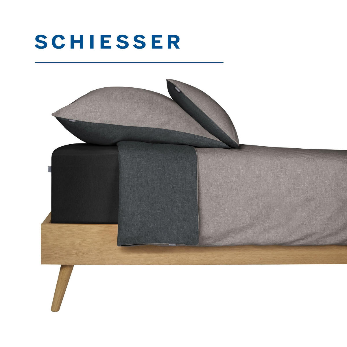 SPANNBETTLAKEN Jessi 100% Baumwolle 180x200 cm Schwarz - Schwarz, Textil (180/200cm) - SCHIESSER