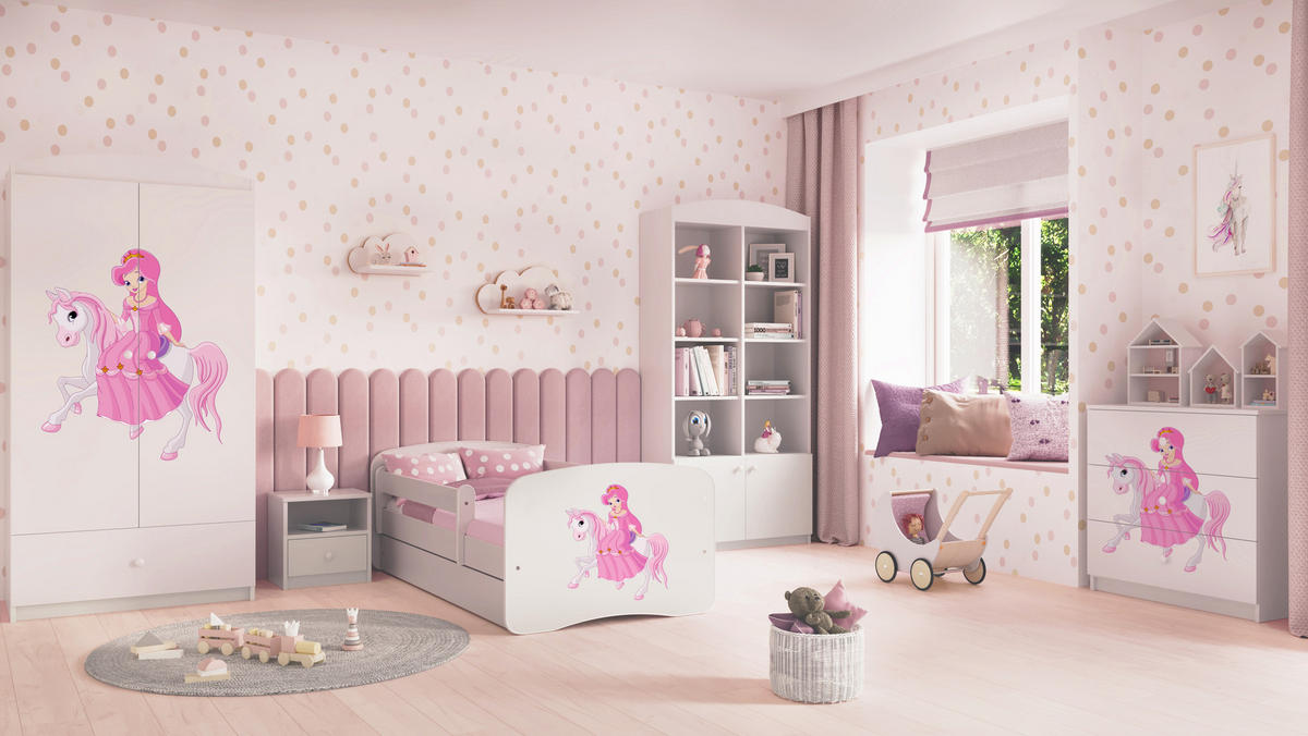 KINDERKLEIDERSCHRANK Prinzessin II - Weiß, Holzwerkstoff (90/175/52cm) - RAUMHIRSCH FURNITURE