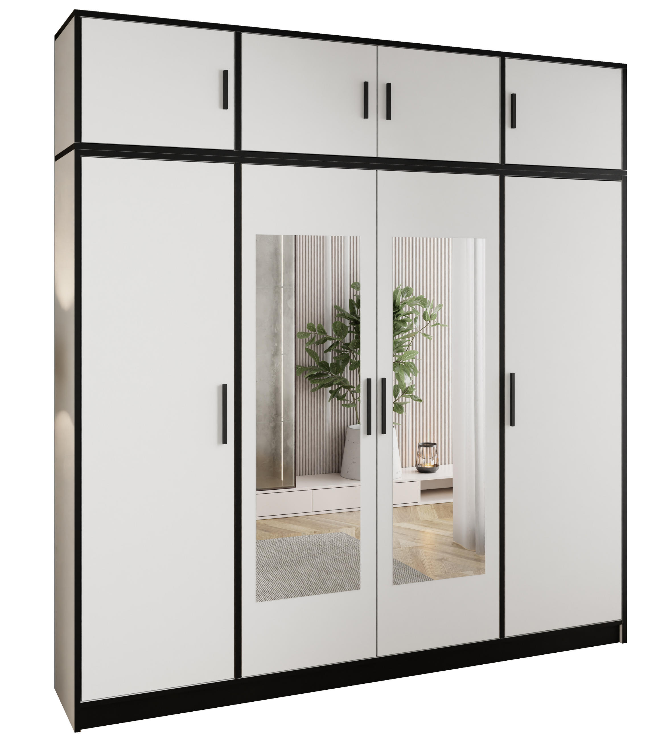Kier Furniture ŠATNÍ SKŘÍŇ ROJ s nástavbou 4D Bílá