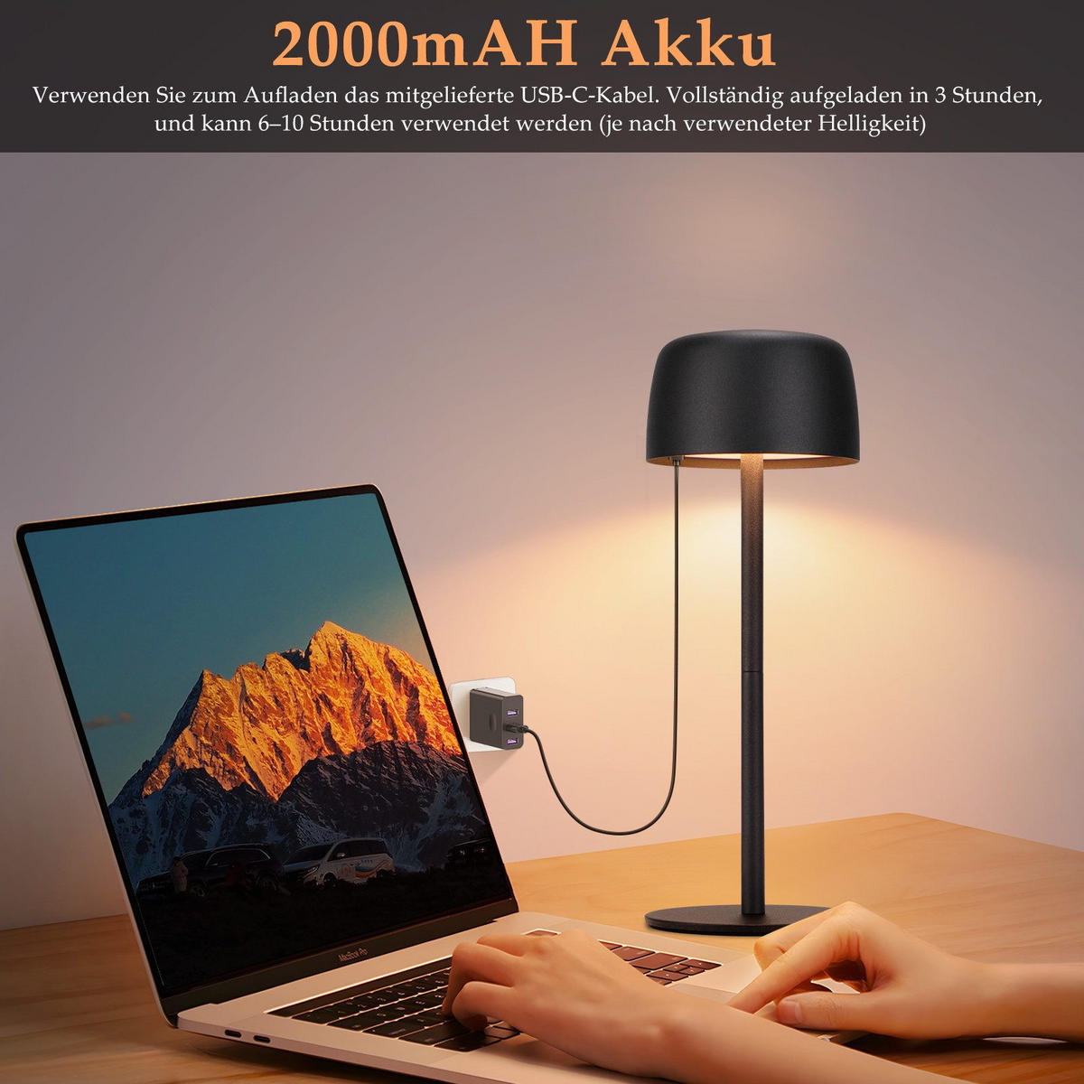 LED stolní lampa Aalbano 9/9/25cm - černá, kov (9/9/25cm) - Nettlife