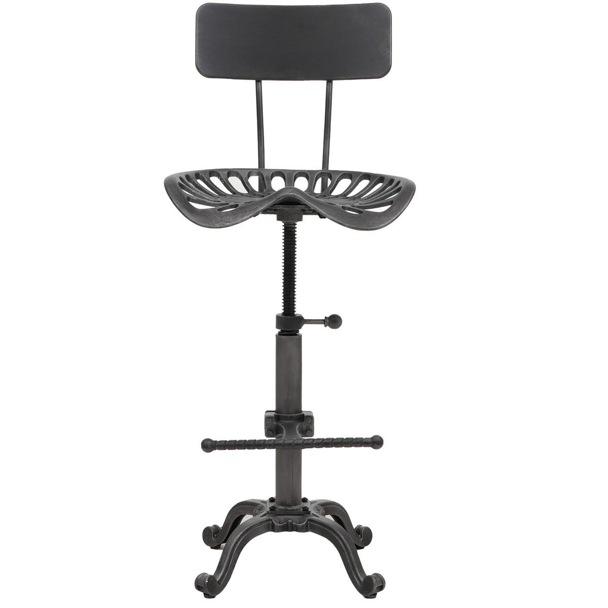 BARHOCKER Sitzhöhe 50-64cm höhenverstellbar drehbar Fußablage Metall Schwarz-silber - Schwarz, Metall (44/89/36cm) - PROREGAL