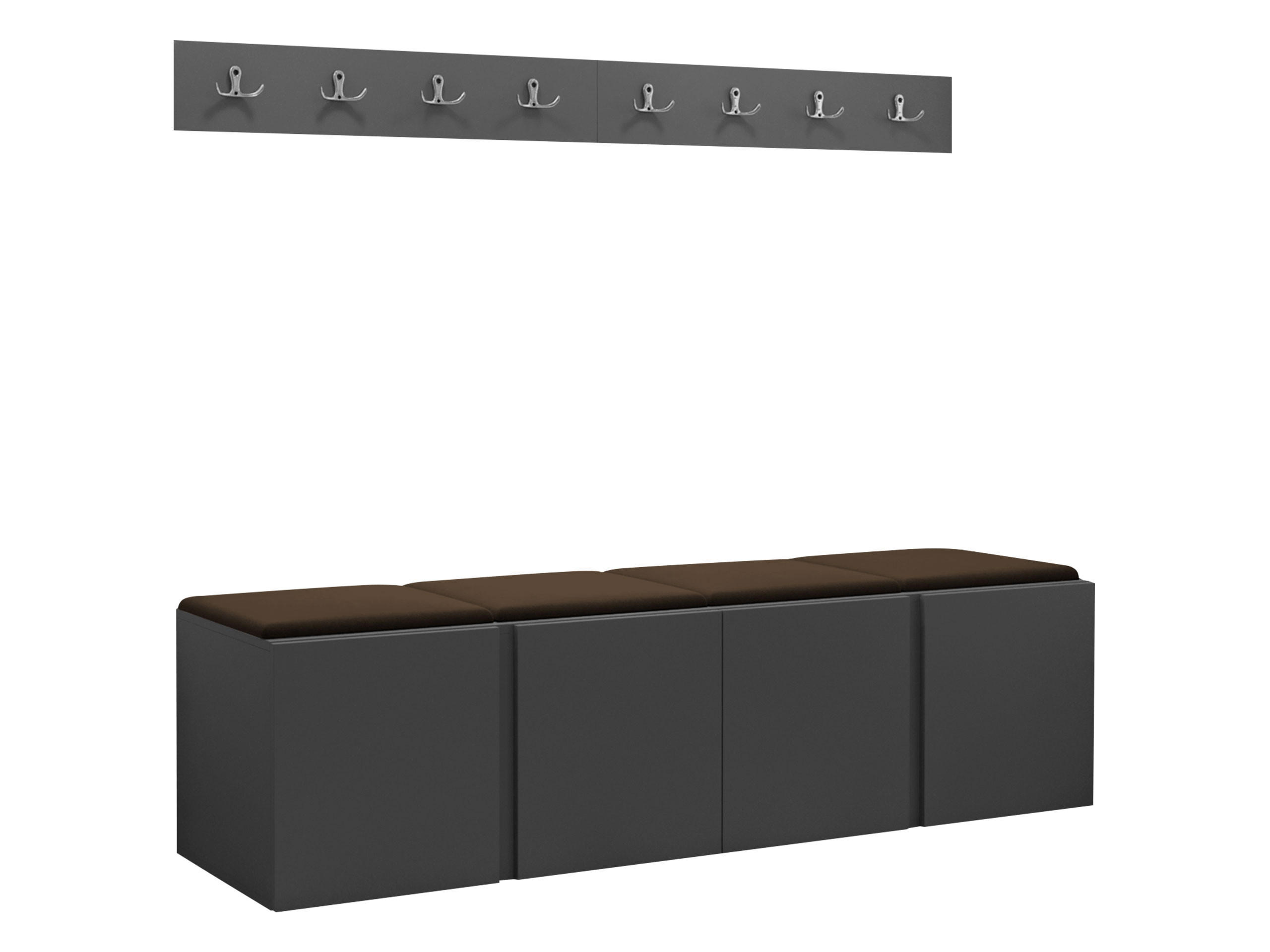 GARDEROBEN-SET Orion VII - Graphitfarben/Braun, Holzwerkstoff/Kunststoff (168/42/46cm) - MIRJAN24