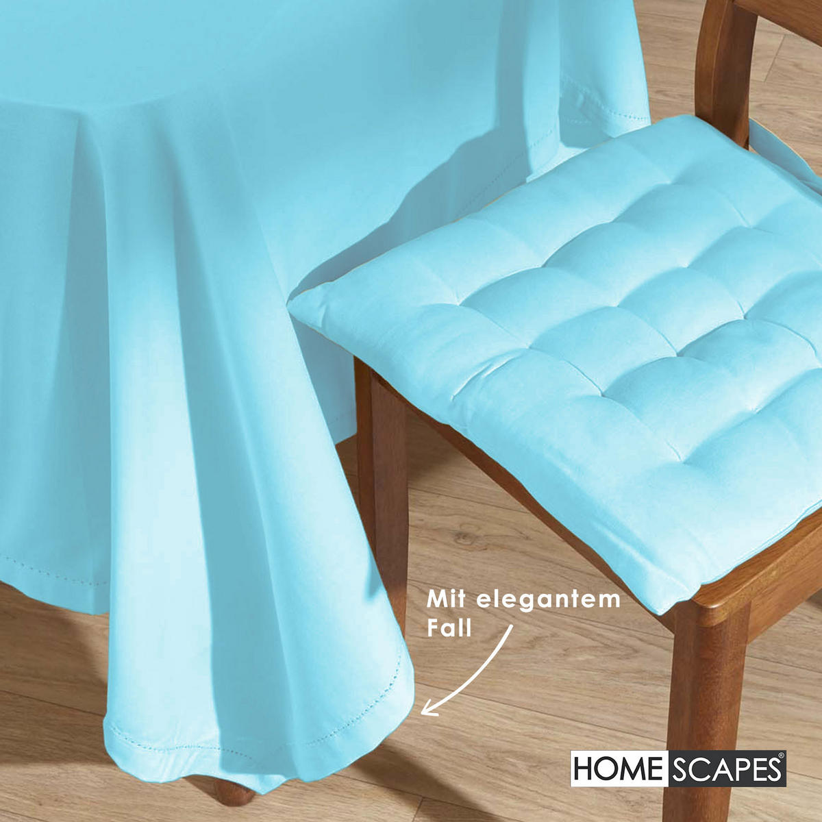 TISCHDECKE hellblau 178/300 cm, 100% Baumwolle - Hellblau, Textil (178/300cm) - Homescapes