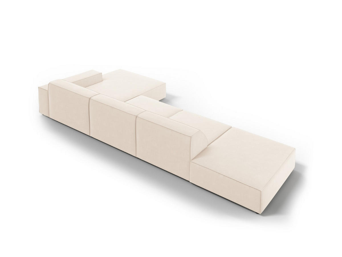 ECKSOFA rechts Jodie aus Samt leichtes beige 5 Sitzplätze - Beige, Textil (166/341cm) - Micadoni