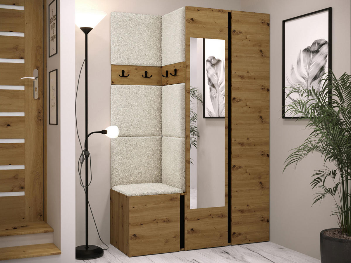 GARDEROBEN-SET Orion XXVI - Creme/Eiche Artisan, Holzwerkstoff/Kunststoff (116/186/46cm) - MIRJAN24