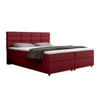 BOXBETT Reve 180 x 200 cm mit Bettkasten und Lattenrost ohne matratze - rot - Hellgrau, Holz (180/200cm) - Homesy