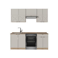 KÜCHENZEILE Fame-Line GrauBeige/Goldkraft Eiche 200 cm, AP Eiche - Honigeiche/Grau, Holzwerkstoff (200/81.6/60cm) - Vicco