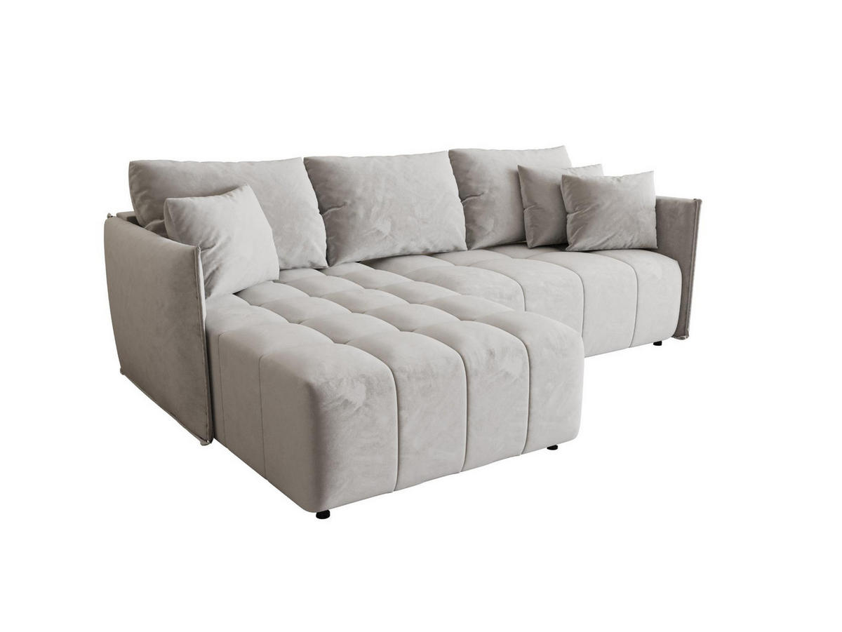 ECKSOFA mit Schlaffunktion ONIL L Monolith 84 Links - Hellgrau, Textil (245/175cm) - Bedante