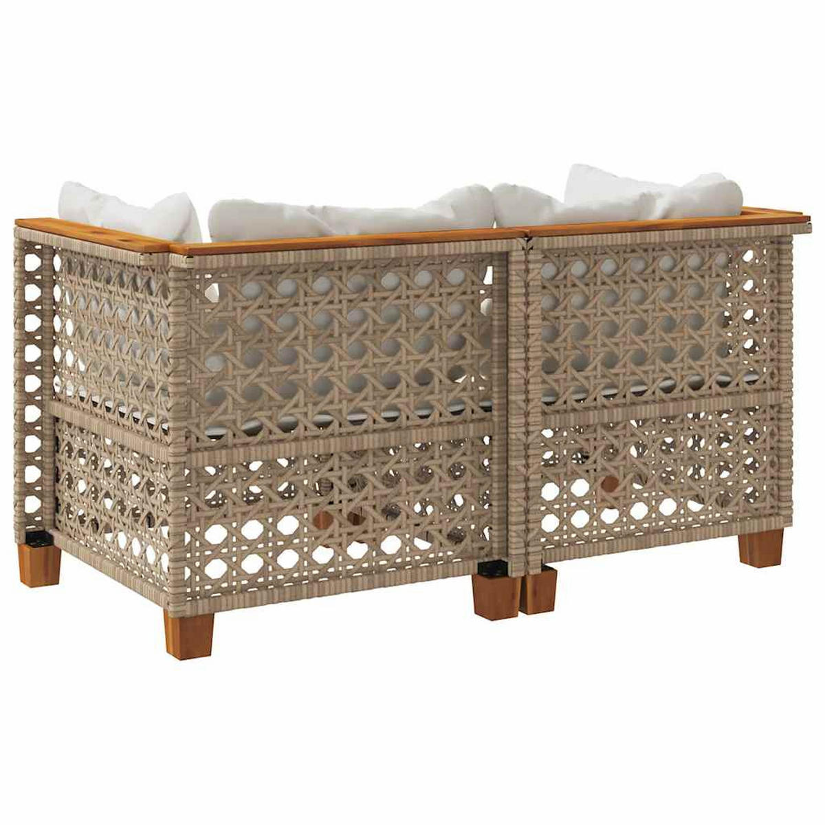 GARTEN-ECKSOFAS Mit Kissen 2 Stk. Beige Poly Rattan - Creme, Kunststoff (63.5/62/127cm) - vidaXL