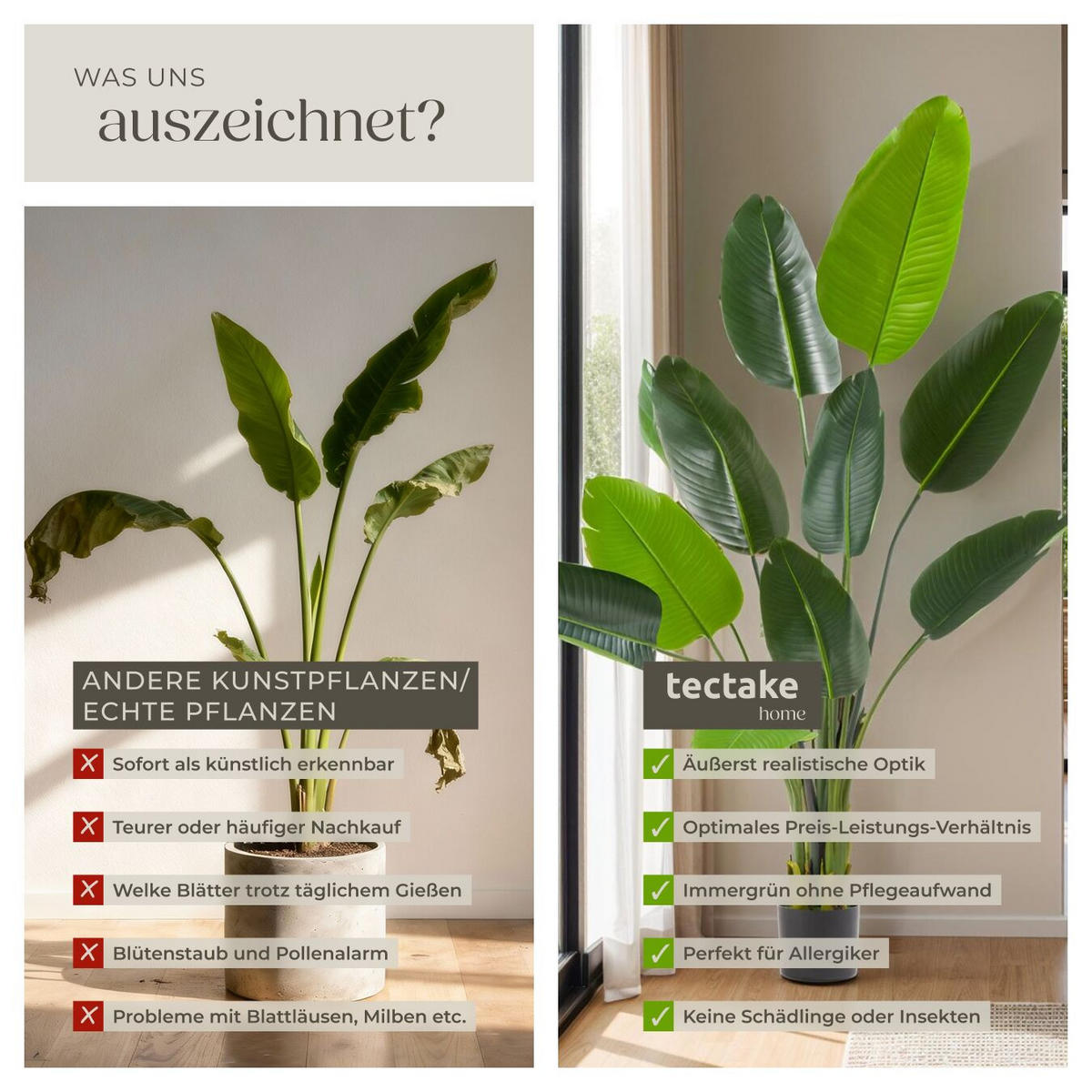 KÜNSTLICHER-PARADIESVOGELBAUM Tropic,stabiler Kunststoff-Blumentopf,grün - Grün, Kunststoff (160cm) - tectake