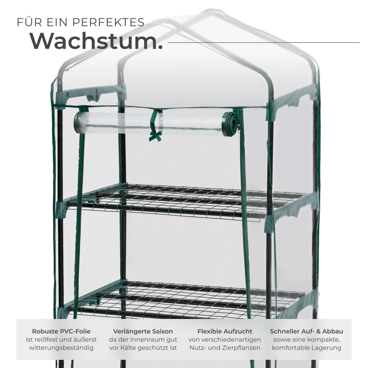 FOLIENGEWÄCHSHAUS, 69 x 49 x 133 cm,transparent - Transparent, Kunststoff (49/133/69cm) - tectake