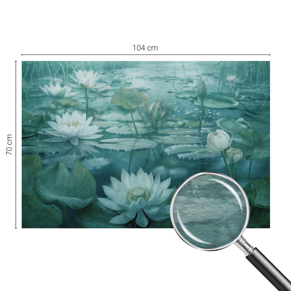 FOTOTAPETE 104x70 cm - Wasserblumen - Schwarz, Textil (104/70cm) - Wallfluent