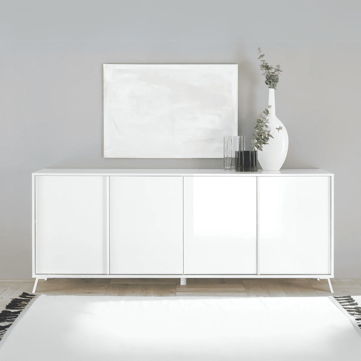 SIDEBOARD mit 4 Türen L205 cm - City - Weiß, Holzwerkstoff (40/84/205cm) - Calicosy