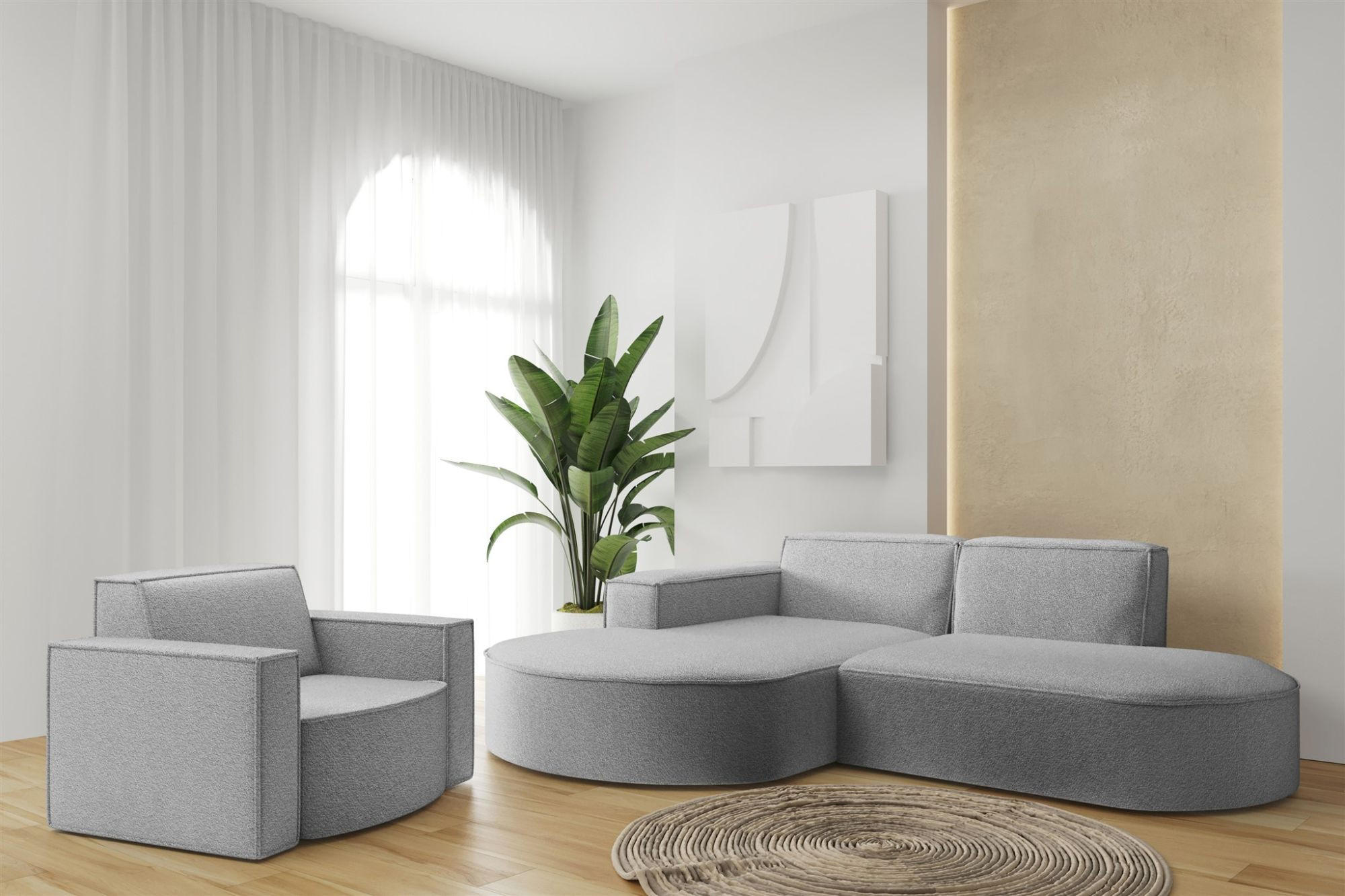 SOFASET Palma Ecksofa Sessel Ascot - Taupe, Holzwerkstoff/Textil (236/78/165cm) - Fun Möbel