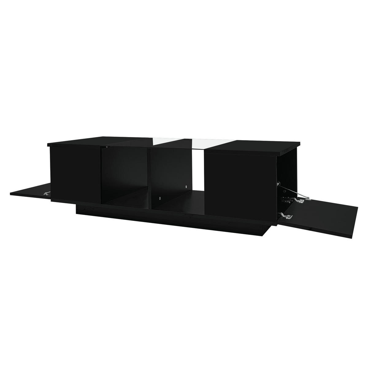 COUCHTISCH 120/50/38,5 cm in Schwarz mit LED-Beleuchtung und Stauraum - Schwarz, Holzwerkstoff (120/50/38.5cm) - Flora Grace