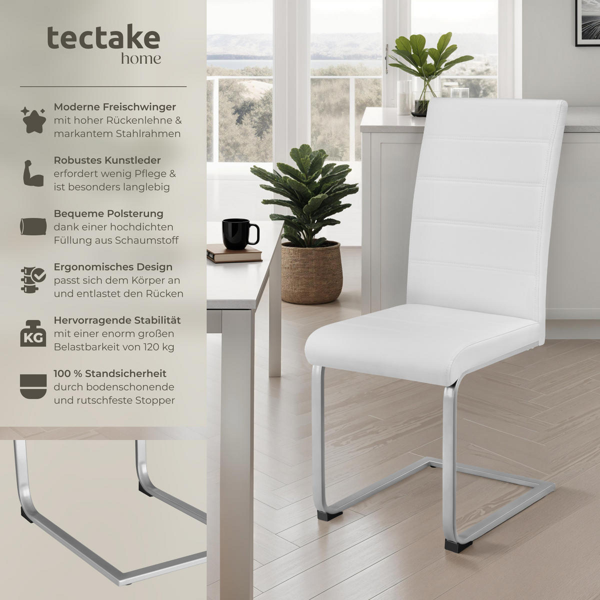SCHWINGSTUHL 8er Set Bettina 41 x 52 x 99 cm weiß - Weiß, Textil (52/99/41cm) - tectake