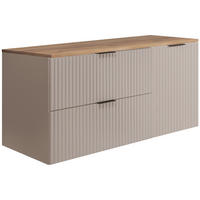 BADEZIMMER-SET, 57×46×120 cm, Kaschmir / Arbeitsplatte Eiche Craft, schwarzer Griff - Beige, Holzwerkstoff (120/57/46cm) - 3XE LIVING