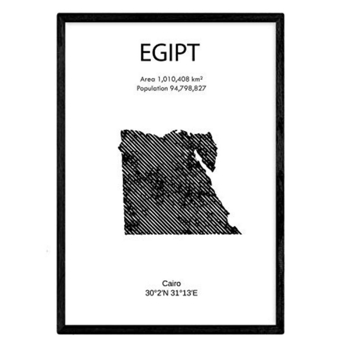 POSTER Länder & Kontinente Ägypten A3 Schwarzer Rahmen - Schwarz, Papier (29.7/5/42cm) - Nacnic