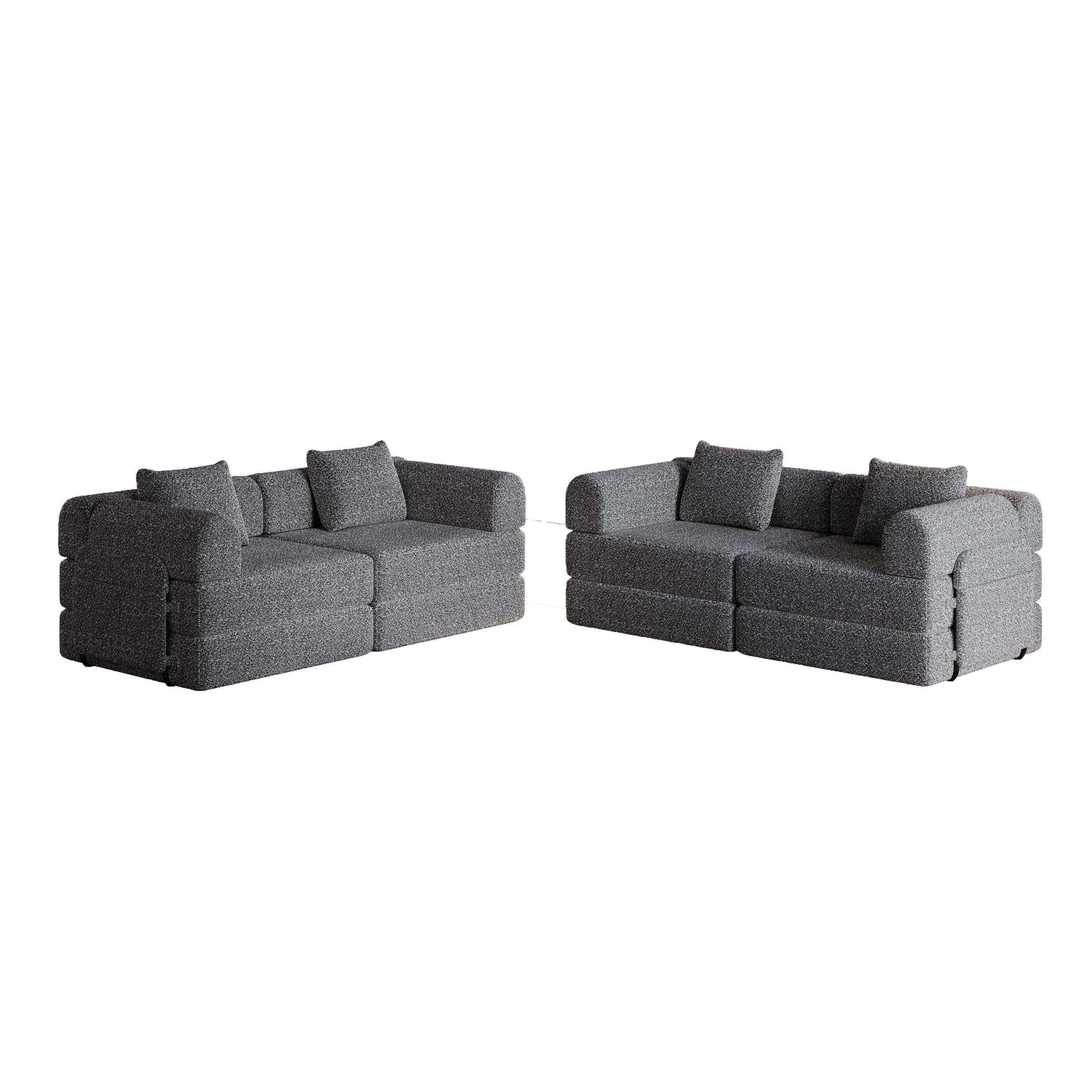 SITZGARNITUR Chenille Grau mit Armlehnen-Ablagefach - Grau, Textil/Metall (183.8/69.8/91.4cm) - WISHDOR