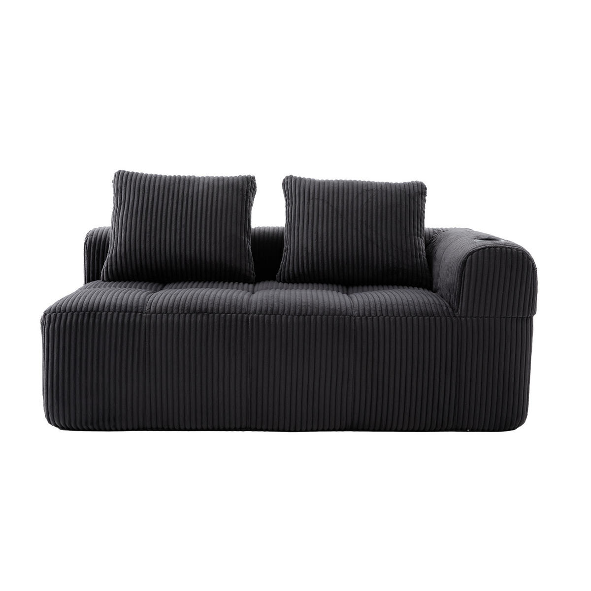 2-SITZER 158/93/61 cm Dunkelgrau aus Cord mit Seitenfächern und Becherhaltern - Dunkelgrau, Textil (93/61/158cm) - OKMYHOME