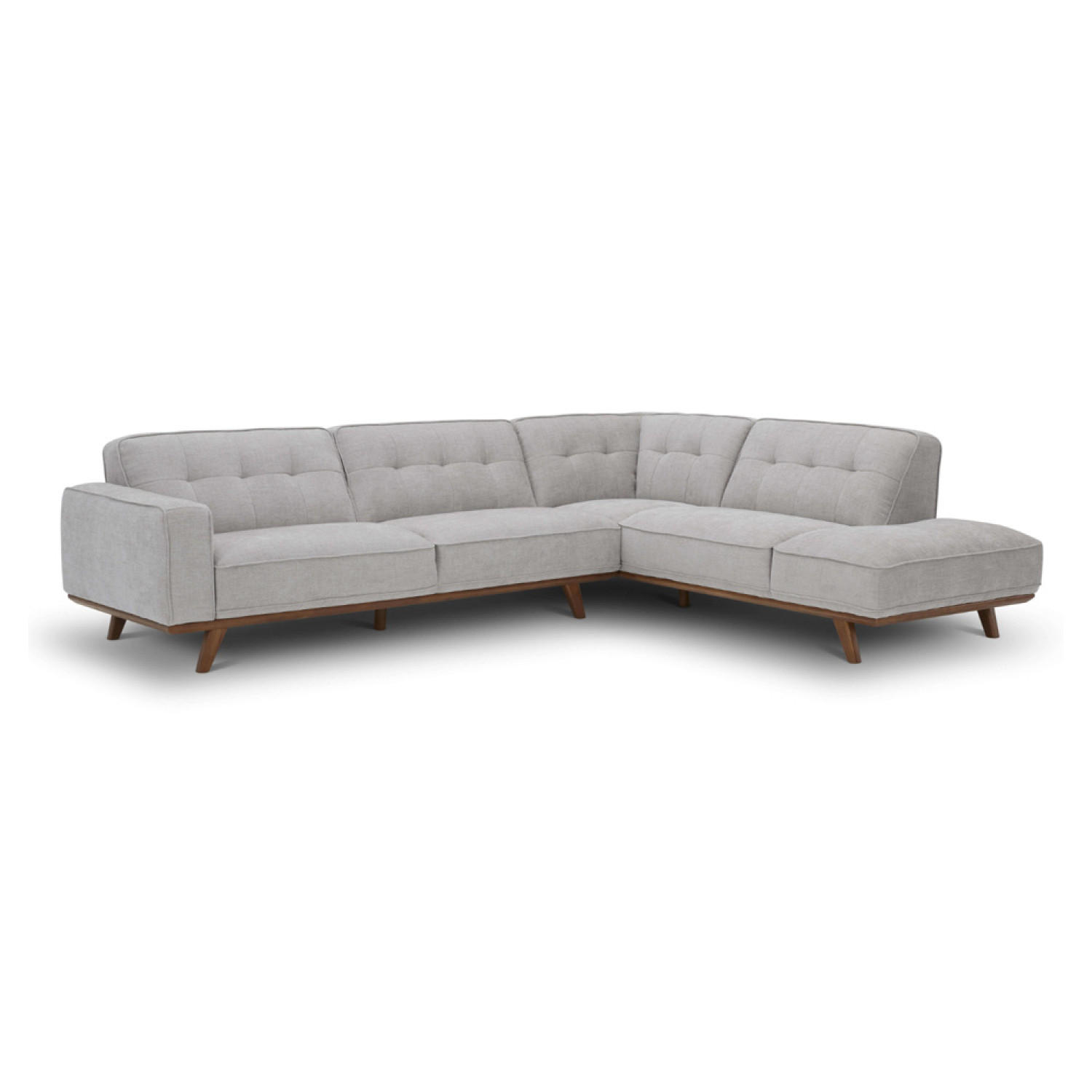 ECKSOFA York Grau 5-Sitzer Stoff - Braun/Grau, Holz (95/79/206cm) - Concept Usine