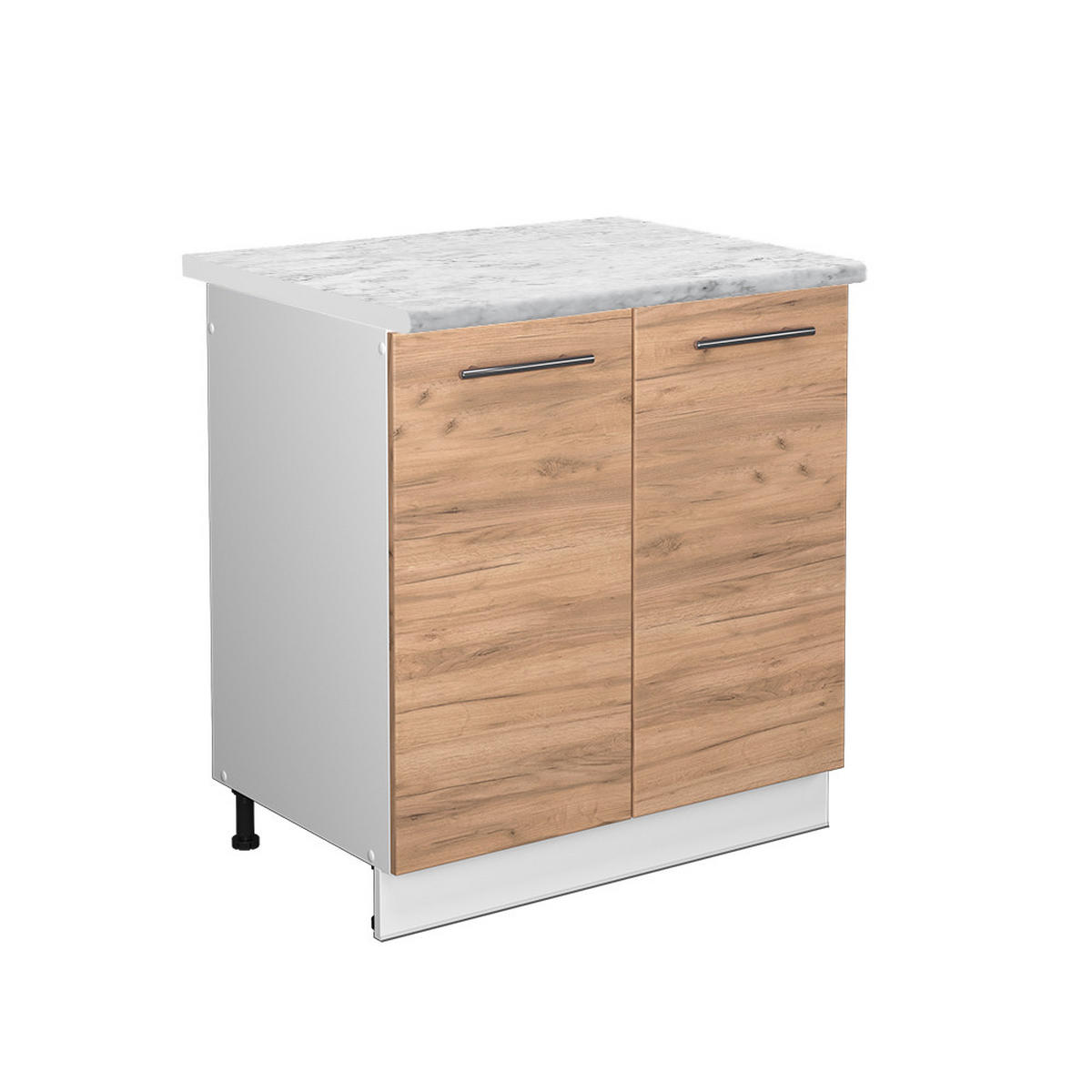 SPÜLENUNTERSCHRANK Fame-Line Goldkraft Eiche 80 cm, AP Marmor - Eiche Wotan/Weiß, Holzwerkstoff (80/82/60cm) - Vicco