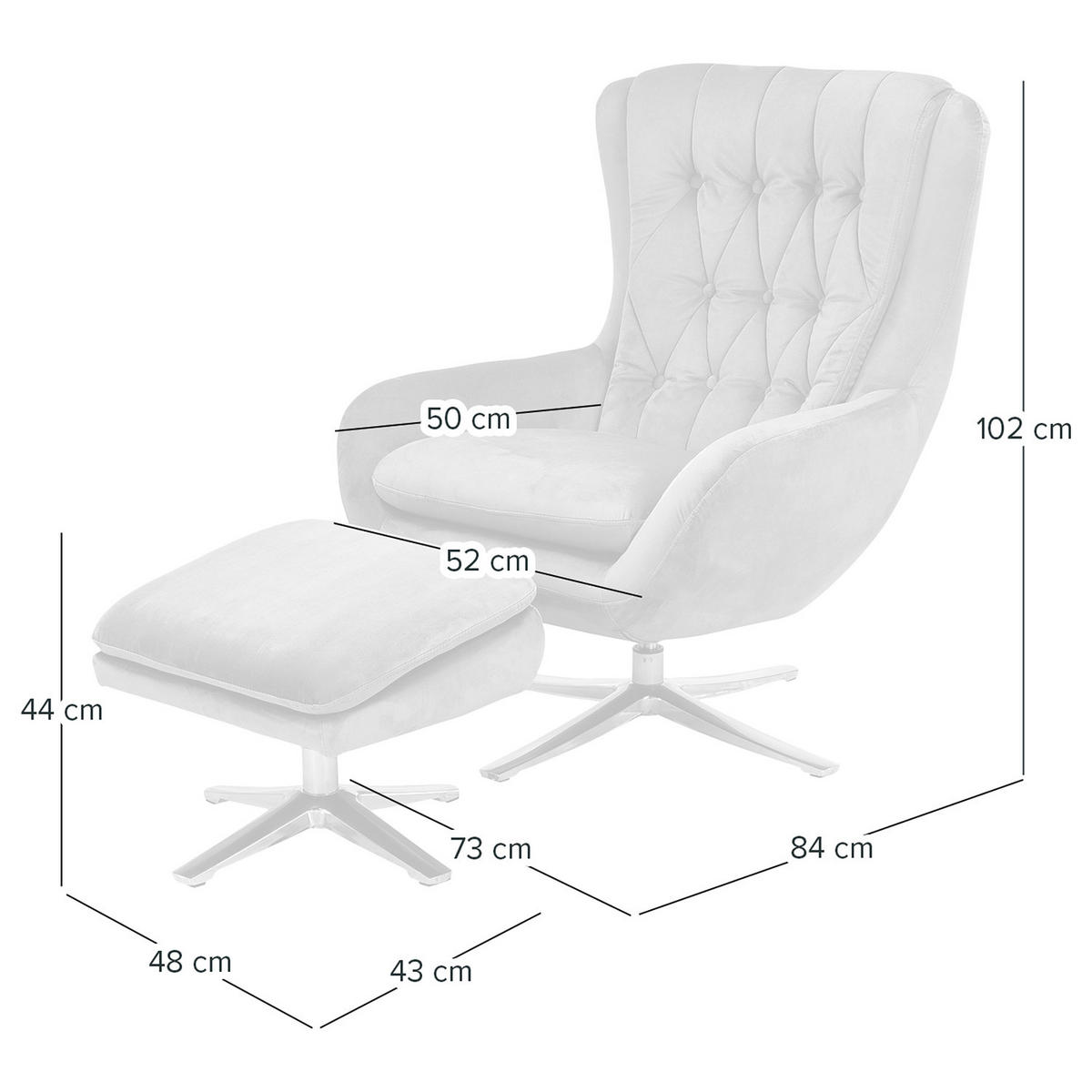 SESSEL mit Hocker - Dunkelgrün/Schwarz, Textil/Metall (73/102/84cm) - home24