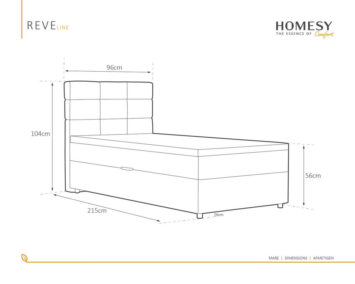 BOXBETT Reve 90 x 200 cm mit Bettkasten und Lattenrost ohne matratze - beige - Beige, Holz (90/200cm) - Homesy
