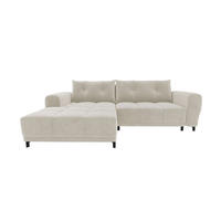 ECKSOFA Massimo Cordstoff Greige inkl. Schlaffunktion Links - Greige/Schwarz, Textil/Metall (246/177cm) - 99rooms