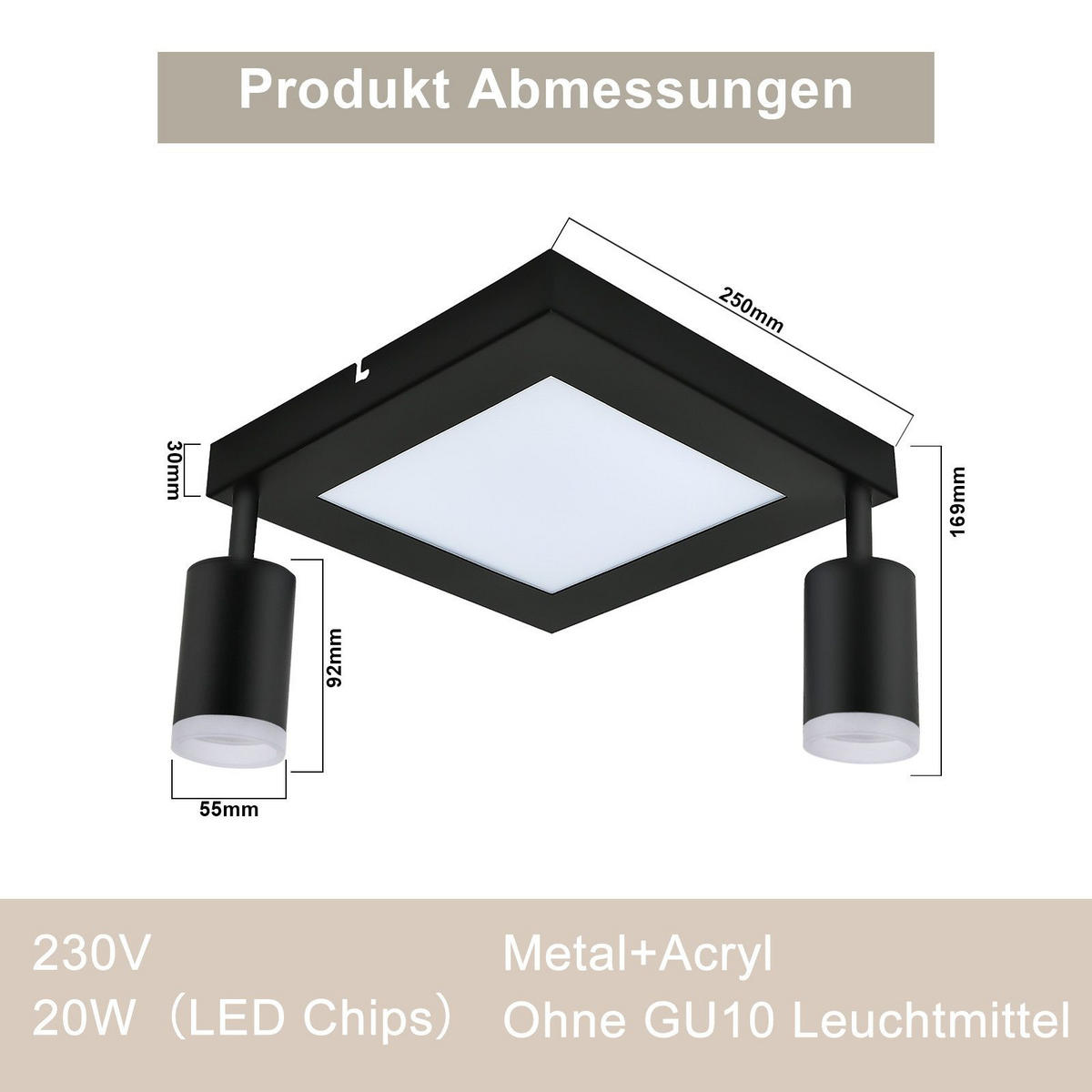 STRAHLER Blaubeuren 2-flammig 10/8/16.9 cm - Schwarz, Metall (10/8/16.9cm) - Nettlife