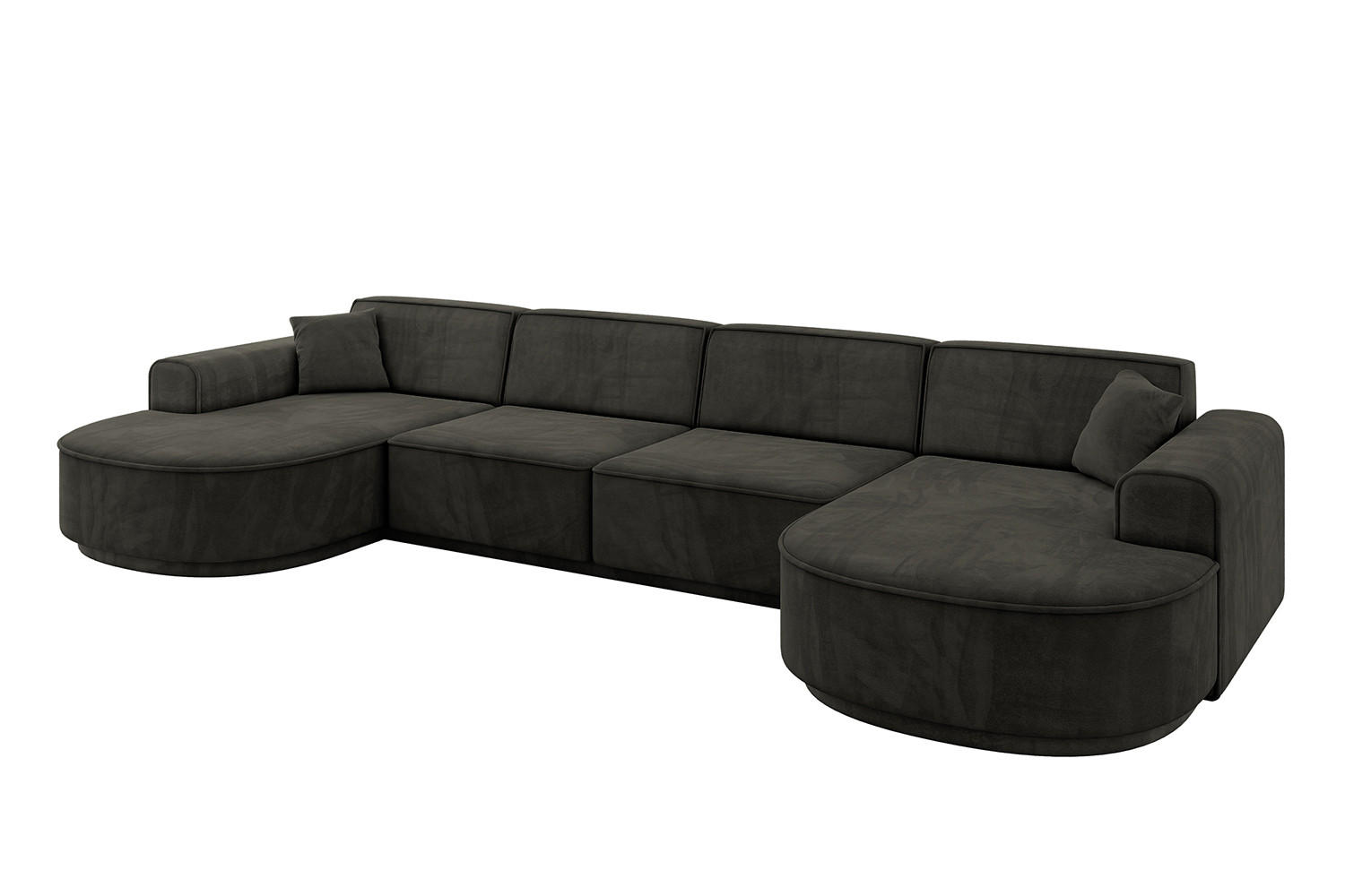 WOHNLANDSCHAFT MARI-U2-v3 - 388x171x83 cm Schwarz Velours - Schwarz, Holzwerkstoff/Kunststoff (388/83/171cm) - ALTDECOR