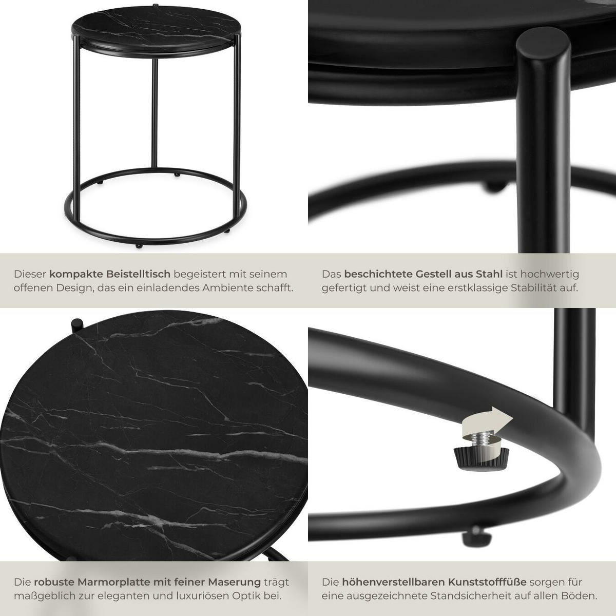 BEISTELLTISCH Ellsa,43 x 43 x 50,5 cm,schwarz/schwarz - Schwarz, Stein (43/43/50.5cm) - tectake