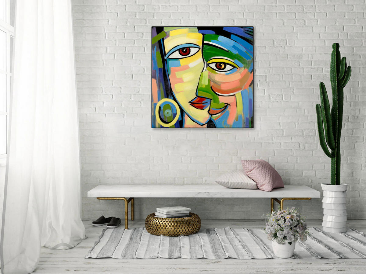 ÖLGEMÄLDE 80/80 cm - Blau/Multicolor, Holz/Textil (1.85/80cm) - KUNSTLOFT