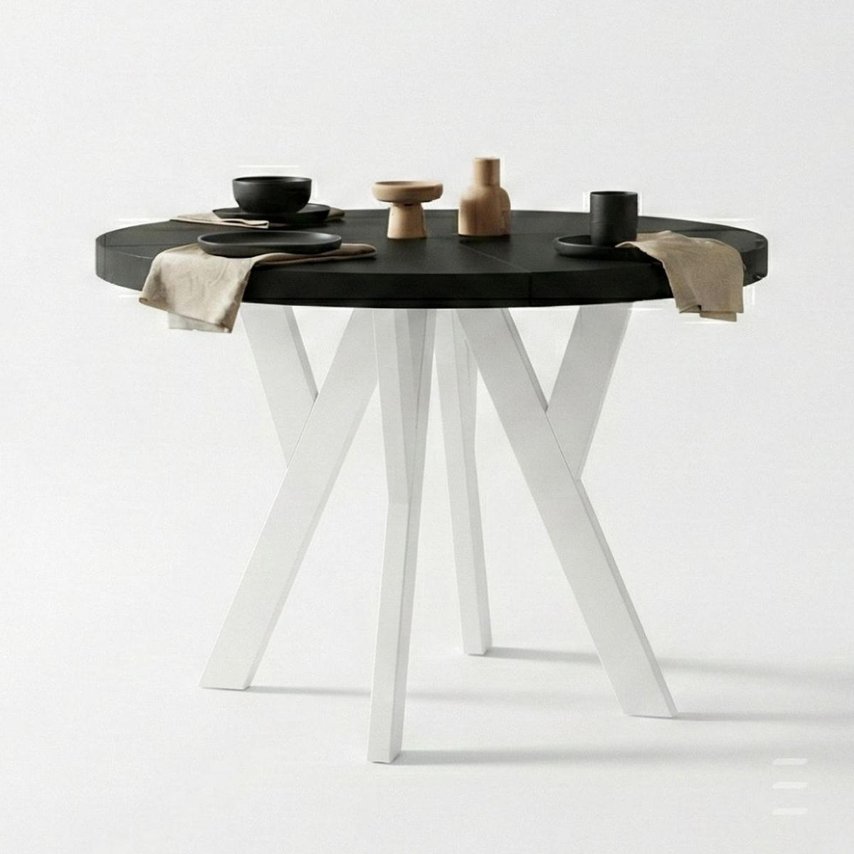 ESSTISCH Runder Ausziehbarer PERO 90/190, Schwarz - Schwarz, Holz (190/90/77cm) - Dekori_Interiors