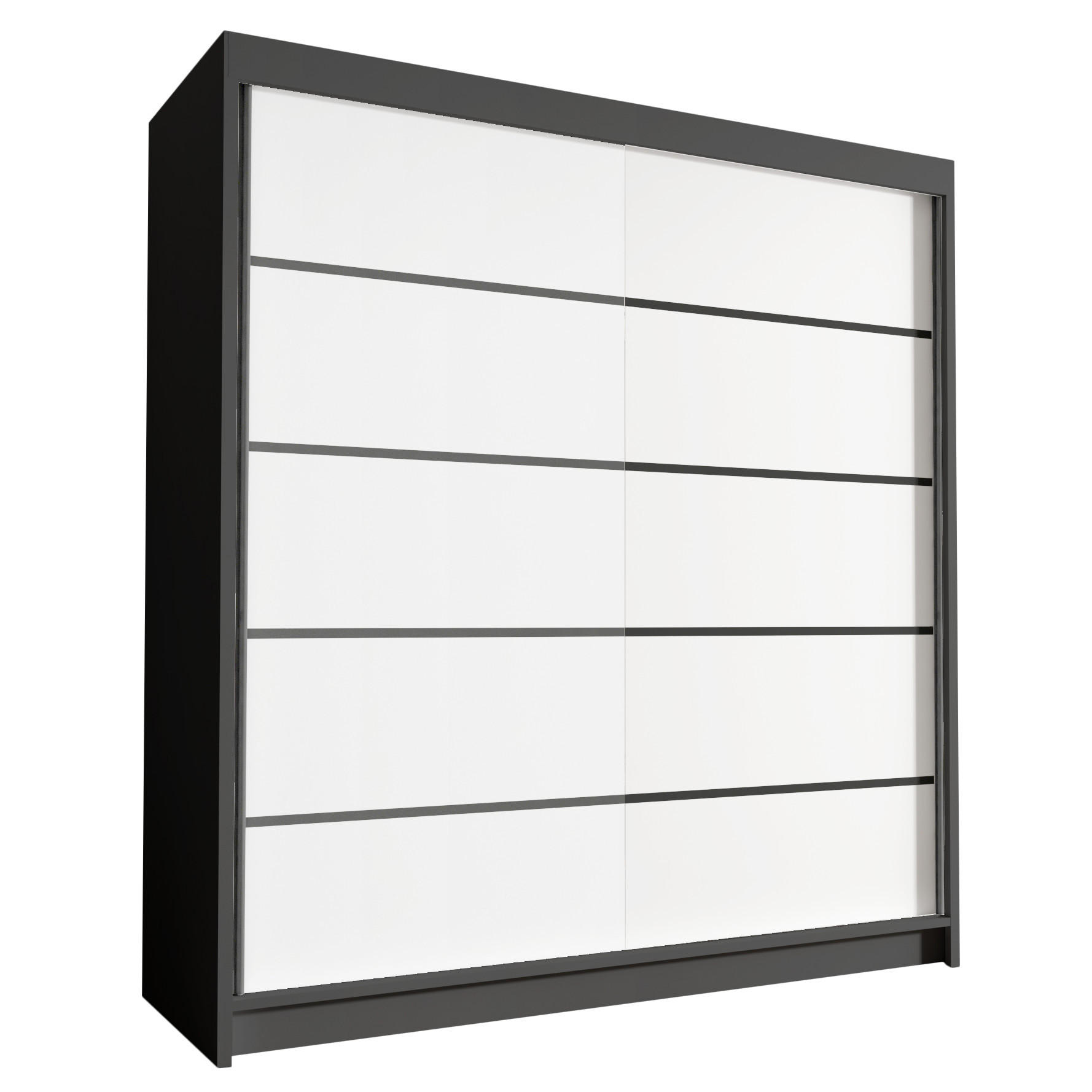 Sofnet Schwebetürenschrank Schwarz, Weiß 180x215x58 cm