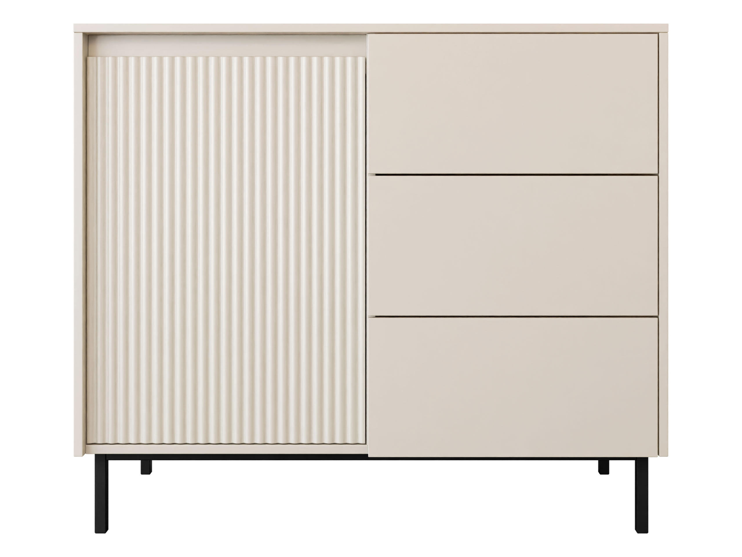 KOMBIKOMMODE Ozmi 1D3SZ - Kaschmir/Schwarz, Holzwerkstoff/Metall (103/90/50cm) - MIRJAN24