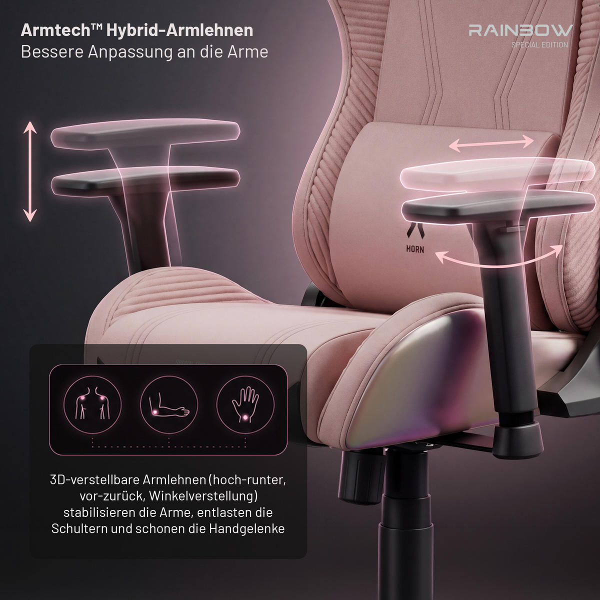 GAMINGSTUHL X-Horn 2.0. - Rosa, Textil (74/122/53cm) - Diablo Chairs