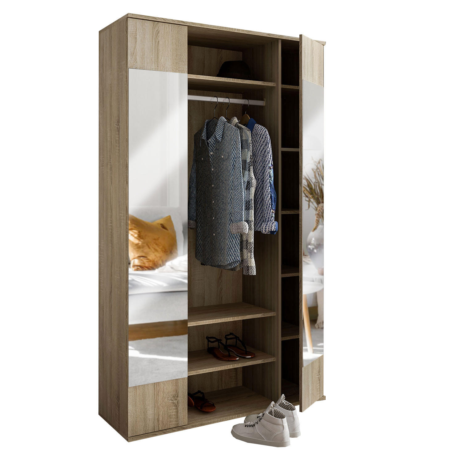 Feldmann-Wohnen Garderobe Braun 115x195x40 cm