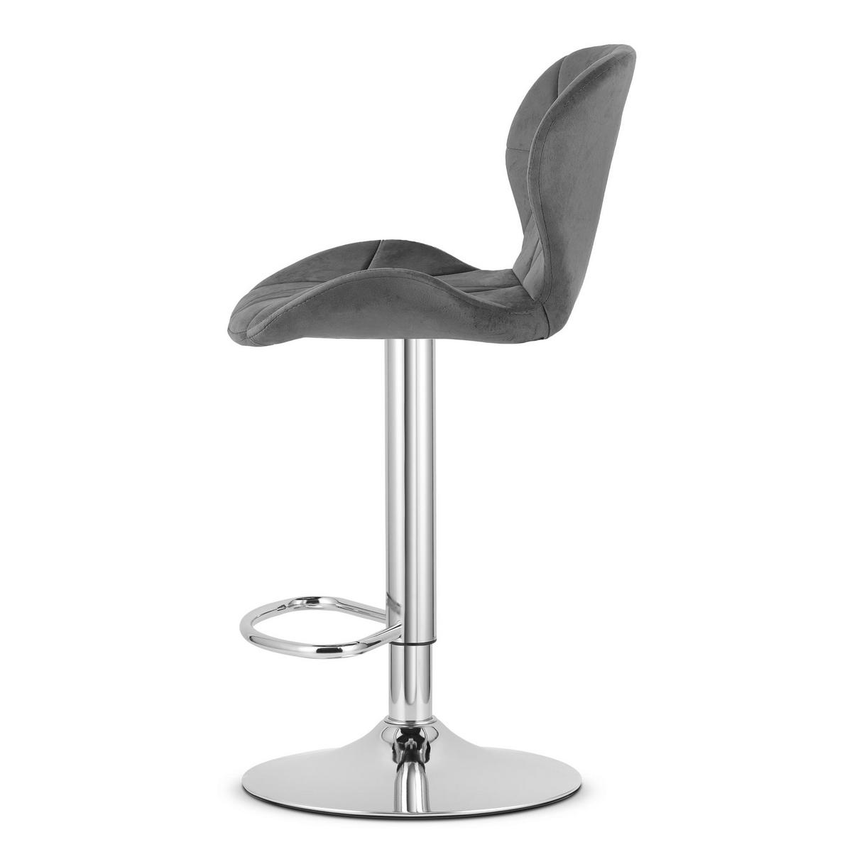 BARHOCKER 2-er Set WEST grauer Sitz, Chrombasis - Grau, Textil (46/111/48.5cm) - Valora